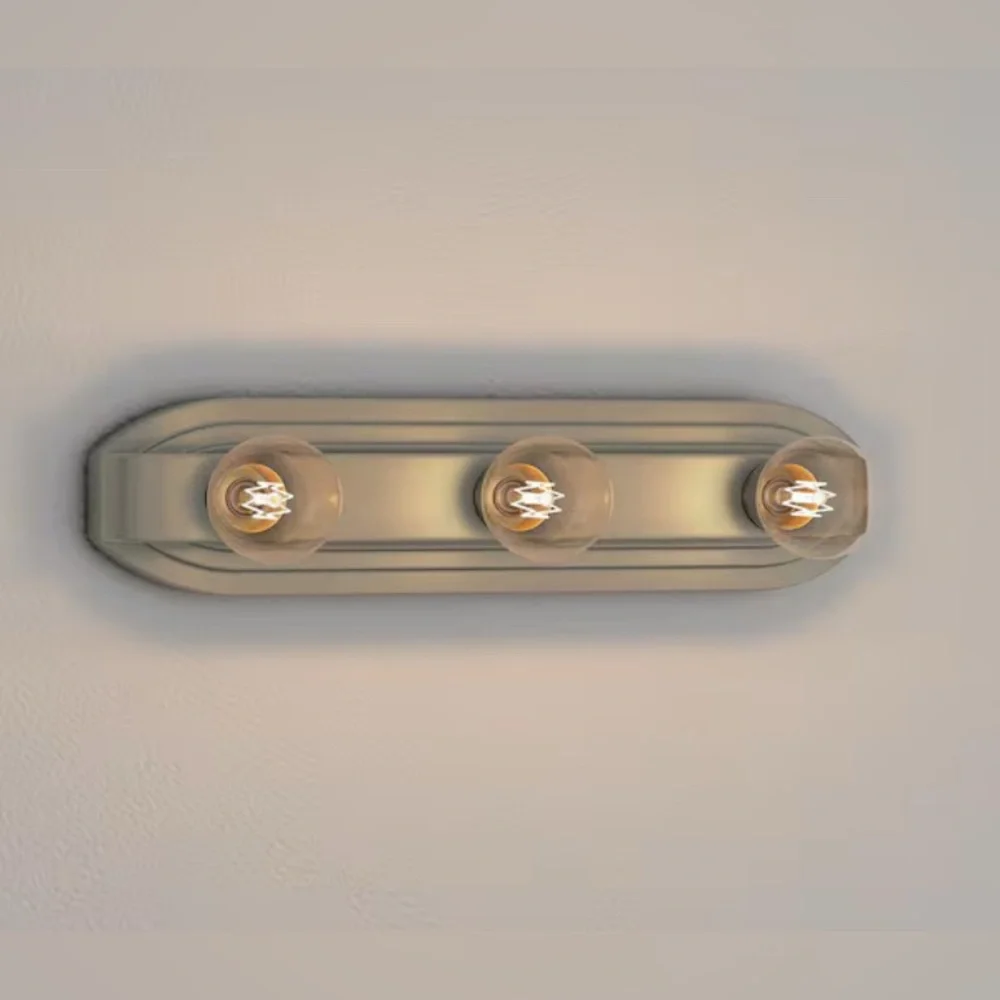 Raceway 18 Inch 3-Light Brushed Nickel Retro Vanity Light NWT